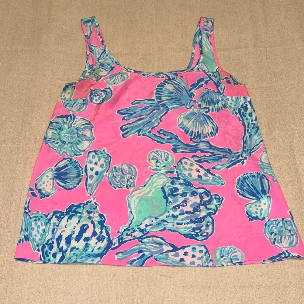 Lilly Pulitzer Pink and Blue Shell Print Tank